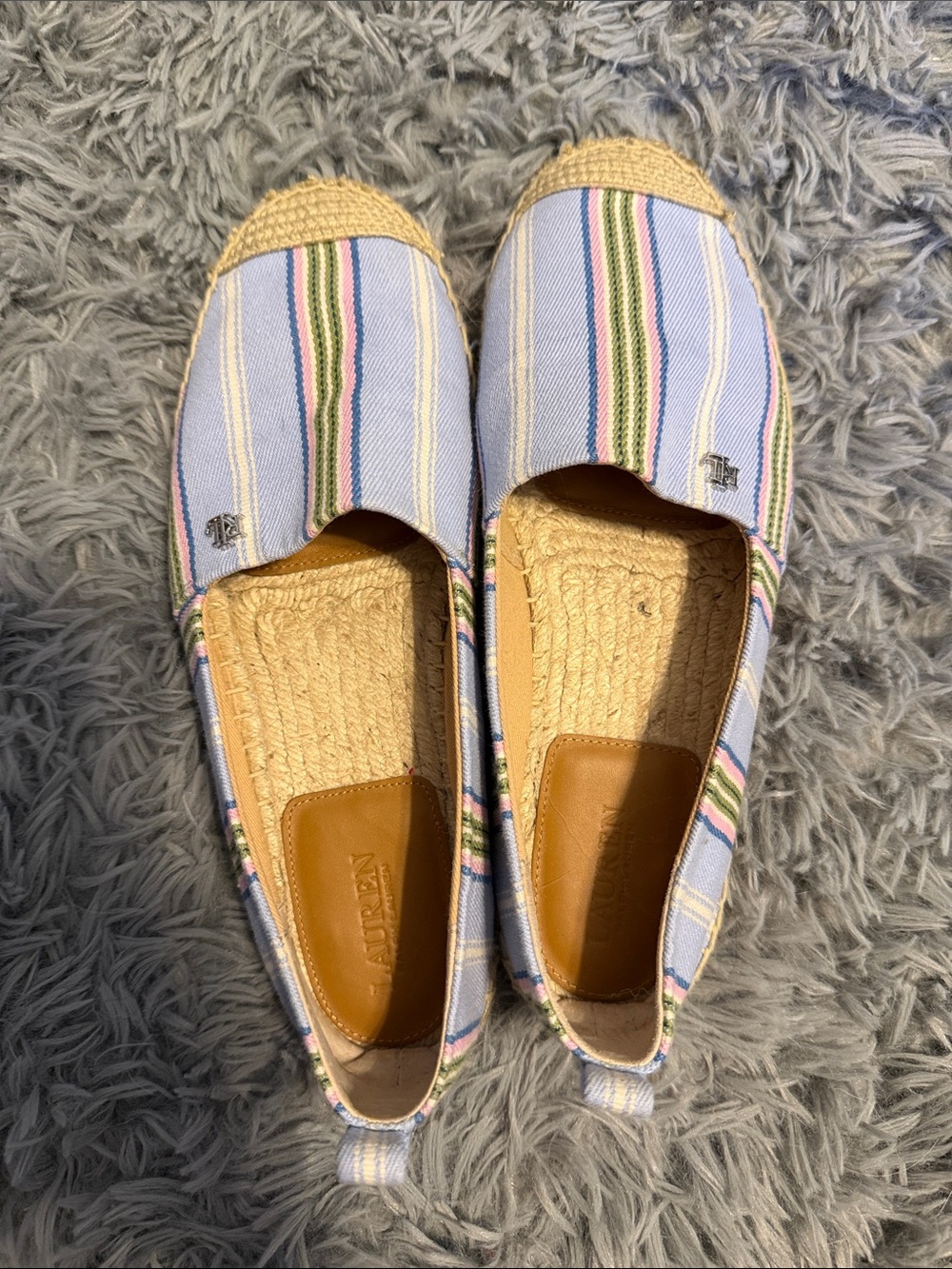 Ralph Lauren Light Blue Multicolor Striped Espadrilles